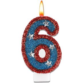 American Flag Birthday Candle, 4th of July Birthday Decorations for Cake, Red and Blue Sequined Number 1 Candle for 1st Birthday Independence Day and Captain America Party Decorations Favors Supplies in Saudi Arabia