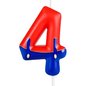 Number 4 Red and Blue Number Birthday Candles, 4th Cartoon Game Character-Themed Cake Toppers, Happy Birthday Decorations for Kids, Boys, and Girls Party Supplies in Saudi Arabia