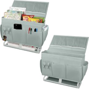 2Pcs Bedside Caddy for Dorm Bed Bedside Organizer, Bedside Storage with 10 Pockets and Power Strip Holder, Multifunctional Bedside Pocket for Home, College, Dorm, Bunk/Hospital/Crib Bed (Grey) in Saudi Arabia