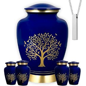 AmericUrn White Tree of Life Cremation Urns for Human Ashes – Adult Female and Male Memorial Set of 6 with 1 Large Urn, 4 Keepsake Urns & 1 NecklaceUrn in Saudi Arabia