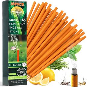 36 Pack Mosquito Incense Sticks for Outdoor Patio Backyard Indoors Camping Travel Yoga, DEET Free Mosquito Repellent Sticks Safe for Kids Pets, Long-Lasting 2-Hour Burn Time,Orange in Saudi Arabia