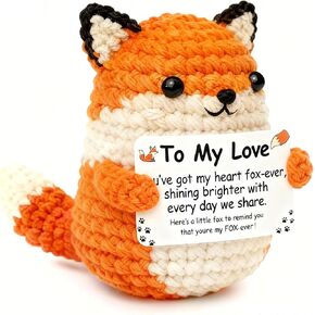 Handmade Positive Fox Crochet,Inspirational Gift for Women Men ,Emotional Support Stuffed Animal,Christmas, Birthday, Valentine’s Day Gift for Coworker, Friend, Sister, Student (Positive Fox) in Saudi Arabia