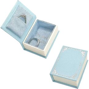 Book Shaped Ring Box - Vintage Engagement Ring Box with Hinged Lid for Proposal Engagement Wedding, Proposal Ring Case-PRB012-Green in Kuwait