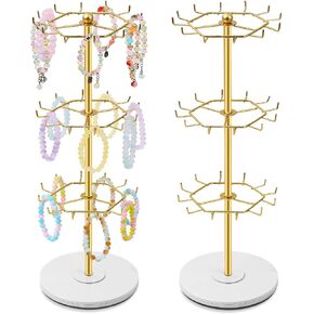 OAOLEER Bracelet Holder Display,3-Tier Rotating Bracelet Organizer Jewelry Stand Gold Metal Jewelry Display for Vendor With 36 Hooks in Saudi Arabia