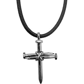 FORGIVEN JEWELRY Antique Nail Cross Necklace Gunmetal Color Finish in Saudi Arabia