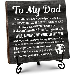 Thank You Gifts for Dad from Daughter, Father's Day Thanksgiving Birthday Gifts for Dad Daddy, To My Dad Wooden Sign with Stand, Home Office Desk Decor Presents for Dads, 5" x 5"-B12 in Saudi Arabia