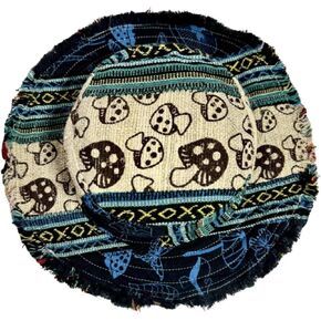 Flexible Wide Brim Summer hat with Natural Hemp and gheri Cotton of Himalaya. Multi Color Mix Match Patchwork Design hat in Saudi Arabia