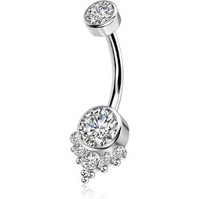 XUU Hypoallergenic Titanium Belly Button Rings, Internally Threaded 14G Curved Barbell Navel Jewelry 10mm with Cluster CZ Gemstones, Luxury Floating Styles (4 Designs) in Saudi Arabia