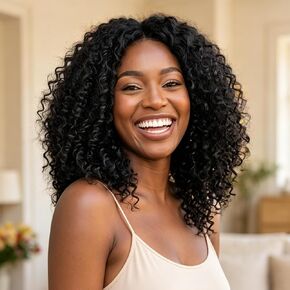MEEZY Short Curly Bob Wig for Black Women, Black Deep Wave Curly Hair Synthetic Wig with Hair Cap Funny Wavy Bob Hair Cosplay Hairpieces for Holiday Halloween Costume Christmas Party Wear in Saudi Arabia