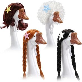 Porch Goose Wigs with Starfish Hair Clips, 4 Sets Summer Porch Goose Outfit Accessories for 17–23 Inch Porch Goose Statues, Patio Garden Decor (A) in Saudi Arabia