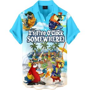 Men's Funny Hawaiian Parrot Print Button Down Shirt Tropical Beach Vacation Party Shirt in Saudi Arabia