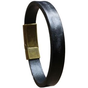 Alloy Buckle Men's Leather Bracelet, Leather Bracelet, Stainless Steel Color Buckle Bracelet, Retro Glossy Bracelet in Saudi Arabia