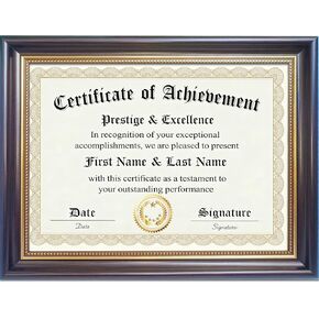 8.5x11 Diploma Frame for Wall and Tabletop - Classic Walnut Brown Certificate Display with Gold Bead Accents, Gold Trim & HD Plexiglass, Degree Document Frame in Saudi Arabia