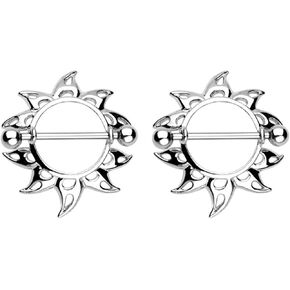 2pcs Rising Sunburst Nipple Shield Ring 316L Surgical Steel 14G in Saudi Arabia