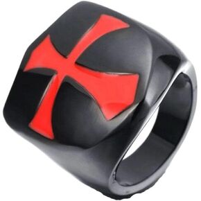 Men's Knights Templar Red Cross Ring Stainless Steel Shield Band,Silver Gold Black, Size 7-15 in Saudi Arabia