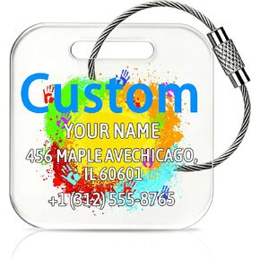8-300 Pcs Custom Acrylic Luggage Tags,Double-Sided Printing Custom Your Name ID/Logo Acrylic Bag Tags with Cable Fastener,Personalized Backpack Charm for Men/Women/Taem Travel Suitcases Labels in Saudi Arabia