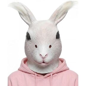 Bunny Mask Rabbit Head Mask with Long Ears, Unisex Animal Customer Mask for Halloween, Easter, Carnival, Cosplay Party Costume Accessories in Saudi Arabia