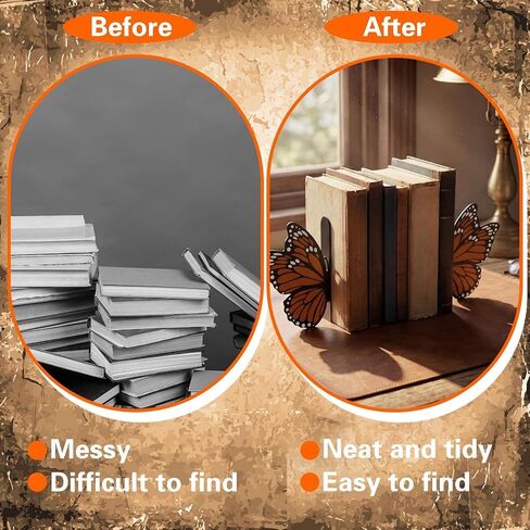 Hicarer الفراشة المعدنية الدفتين الدفتين الفراشة لطيف الكتاب ينتهي للرفوف ديكور المنزل مكتب مكتب رف الكتب هدية لعشاق القراءة الأسرة in Kuwait