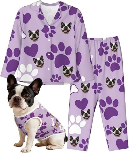 Personalized Matching Dog and Owner Pajamas Set, Custom Pajamas with Faces for Men Women Small to Large Dogs Cats in Saudi Arabia