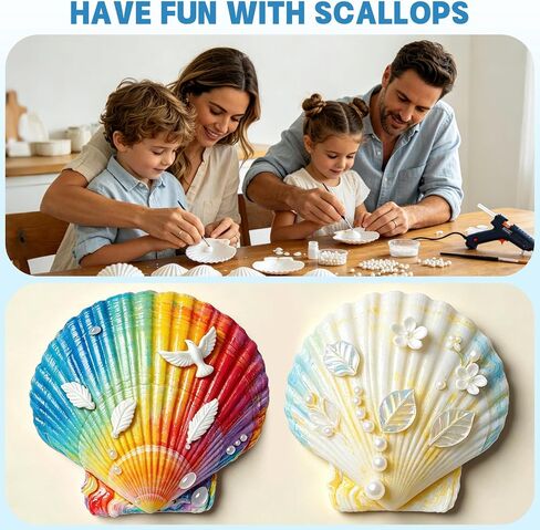 20 PCS 5"-6" Extra Large Scallop Shells for Crafts, Natural White Seashells for DIY Painting, Decoupage, Beach Wedding Gifts & Home Decor, Bulk Jumbo Scallop Shells (13-15cm) in Saudi Arabia