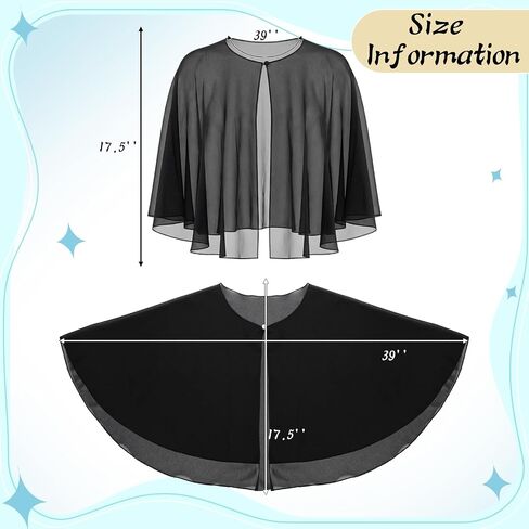 Patelai 3 Pcs Chiffon Shawl for Evening Dress Women Wraps Shrug Black Pink White Wedding Cape Capelet Bolero Flapper Cover up in Kuwait