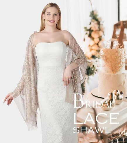Lisianthus Women Shawls and Wraps for Evening Dress Lace Elegant Wedding Shawl in Saudi Arabia