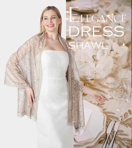 Lisianthus Women Shawls and Wraps for Evening Dress Lace Elegant Wedding Shawl in Saudi Arabia
