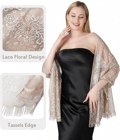 Lisianthus Women Shawls and Wraps for Evening Dress Lace Elegant Wedding Shawl in Saudi Arabia