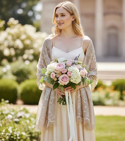 Lisianthus Women Shawls and Wraps for Evening Dress Lace Elegant Wedding Shawl in Saudi Arabia