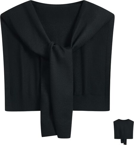 Soft Shawl Wraps for Womens Knitted Shoulder Sweat Wrap Tie Up Knotted Scarf Cape Wrap for Casual Travel in Kuwait