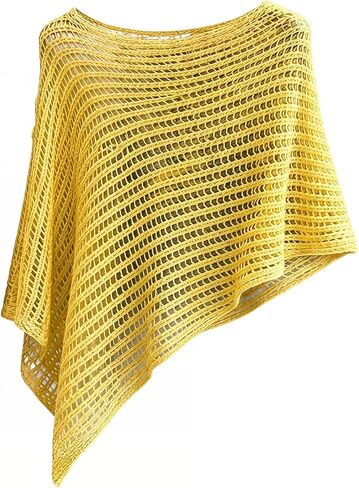 SHENHE Women's Crochet Poncho Sweater Hollow Out Lightweight Sheer Bat Wing Poncho Shawl Cape in Kuwait