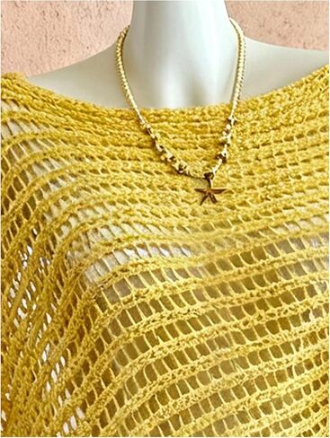 SHENHE Women's Crochet Poncho Sweater Hollow Out Lightweight Sheer Bat Wing Poncho Shawl Cape in Kuwait