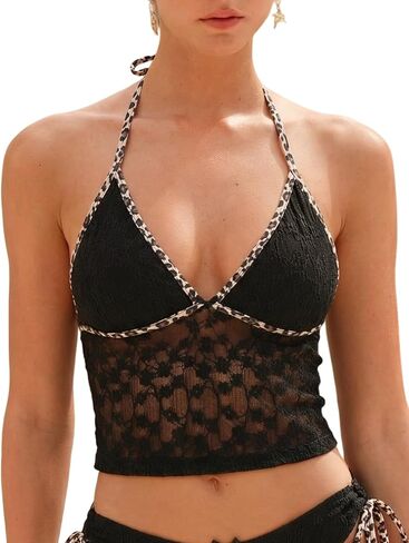 ZAFUL Tankini قمم للنساء ثوب السباحة أعلى فقط الرسن الخامس الرقبة Bowknot الدانتيل ملابس السباحة أعلى لا أسفل in Kuwait