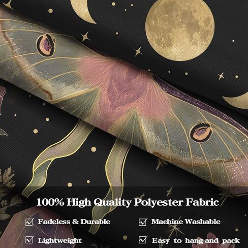 Gruaoihy Boho Moon Butterfly Floral Tapestry, Aesthetic Witchy Moon Phase Luna Moth Wall Hanging for Bedroom Living Room Decor, Black Pink 36x48 inches in Kuwait