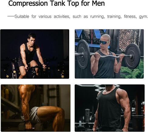 5-Pack Men's Heavyweight Compression Tank Tops - 210GSM Muscle Support Workout Shirts for HIIT and Gym (US Fit) in Saudi Arabia