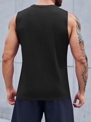 Runcati Men's Sleeveless Tank Tops Solid Crewneck Loose Fit Workout Shirt Gym Muscle T Shirts Sport Athletic Tanks in Saudi Arabia