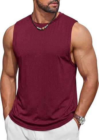 Runcati Men's Sleeveless Tank Tops Solid Crewneck Loose Fit Workout Shirt Gym Muscle T Shirts Sport Athletic Tanks in Saudi Arabia