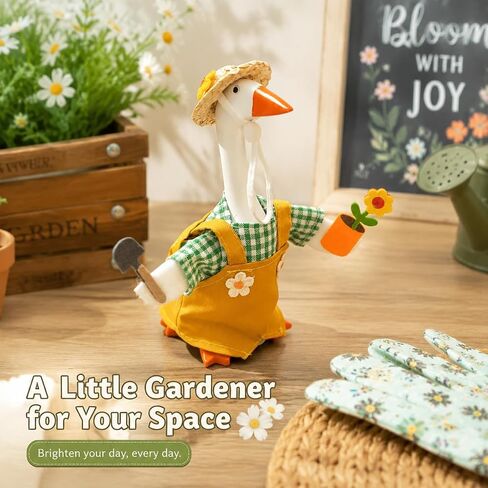 Gardener Desk Goose Outfits, 7 inch Desk Goose Outfits with Flower and Shovel Costume for Plastic/Cement Statue, Mini Goose Clothes Summer Home Office Desk Decor in Saudi Arabia