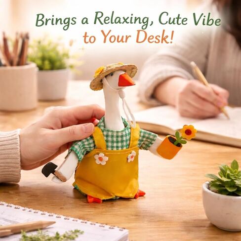 Gardener Desk Goose Outfits, 7 inch Desk Goose Outfits with Flower and Shovel Costume for Plastic/Cement Statue, Mini Goose Clothes Summer Home Office Desk Decor in Saudi Arabia