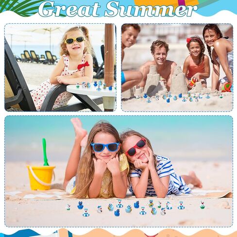 50Pcs Summer Beach Mini Resin Ducks Hawaii Mini Duck Figurines Swimming Pool Miniature Resin Figurines for Beach Pool Landscape Pots Dollhouse DIY Crafts in Kuwait
