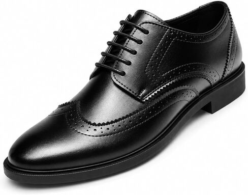 Men's Dress Shoes Classic Wingtip Brogue Formal Oxfords Lace-Up Business Casual Derby Tuxedo Shoes for Wedding Office, Comfortable Non-Slip Lightweight Modern Black in Saudi Arabia