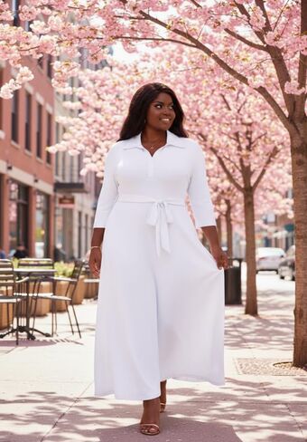 MarryUP Maxi Dresses for Women Casual V Neck 3/4 Sleeve Long Church Dress Semi Formal Outfits with Pockets in Saudi Arabia