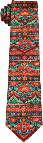 ASVP Shop Hispanic Heritage Necktie for Men Colorful Folk Art Pattern Tie Latin Inspired Dress Tie for Cultural Celebration Festival Work Party in Kuwait