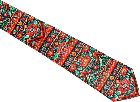 ASVP Shop Hispanic Heritage Necktie for Men Colorful Folk Art Pattern Tie Latin Inspired Dress Tie for Cultural Celebration Festival Work Party in Kuwait