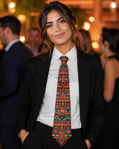ASVP Shop Hispanic Heritage Necktie for Men Colorful Folk Art Pattern Tie Latin Inspired Dress Tie for Cultural Celebration Festival Work Party in Kuwait