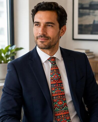 ASVP Shop Hispanic Heritage Necktie for Men Colorful Folk Art Pattern Tie Latin Inspired Dress Tie for Cultural Celebration Festival Work Party in Kuwait