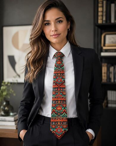 ASVP Shop Hispanic Heritage Necktie for Men Colorful Folk Art Pattern Tie Latin Inspired Dress Tie for Cultural Celebration Festival Work Party in Kuwait