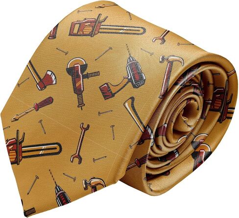 Novelty Necktie for Men (Construction Tools Pattern) Fun Conversational Silky Tie, Neck Tie for Party, Events, Unique and Original in Kuwait