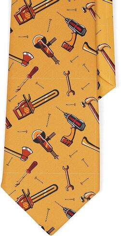 Novelty Necktie for Men (Construction Tools Pattern) Fun Conversational Silky Tie, Neck Tie for Party, Events, Unique and Original in Kuwait