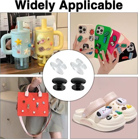 240PCS Buckle Plastic Buttons for Crocs & Shoes, DIY Shoe Charms Accessories - Black & Transparent,aterproof Flat Back Button for Wristbands, Craft Gifts,Easy to Install in Saudi Arabia